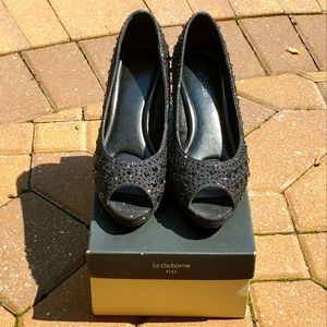 Kelly & Katie Jeweled Flex Black Heels